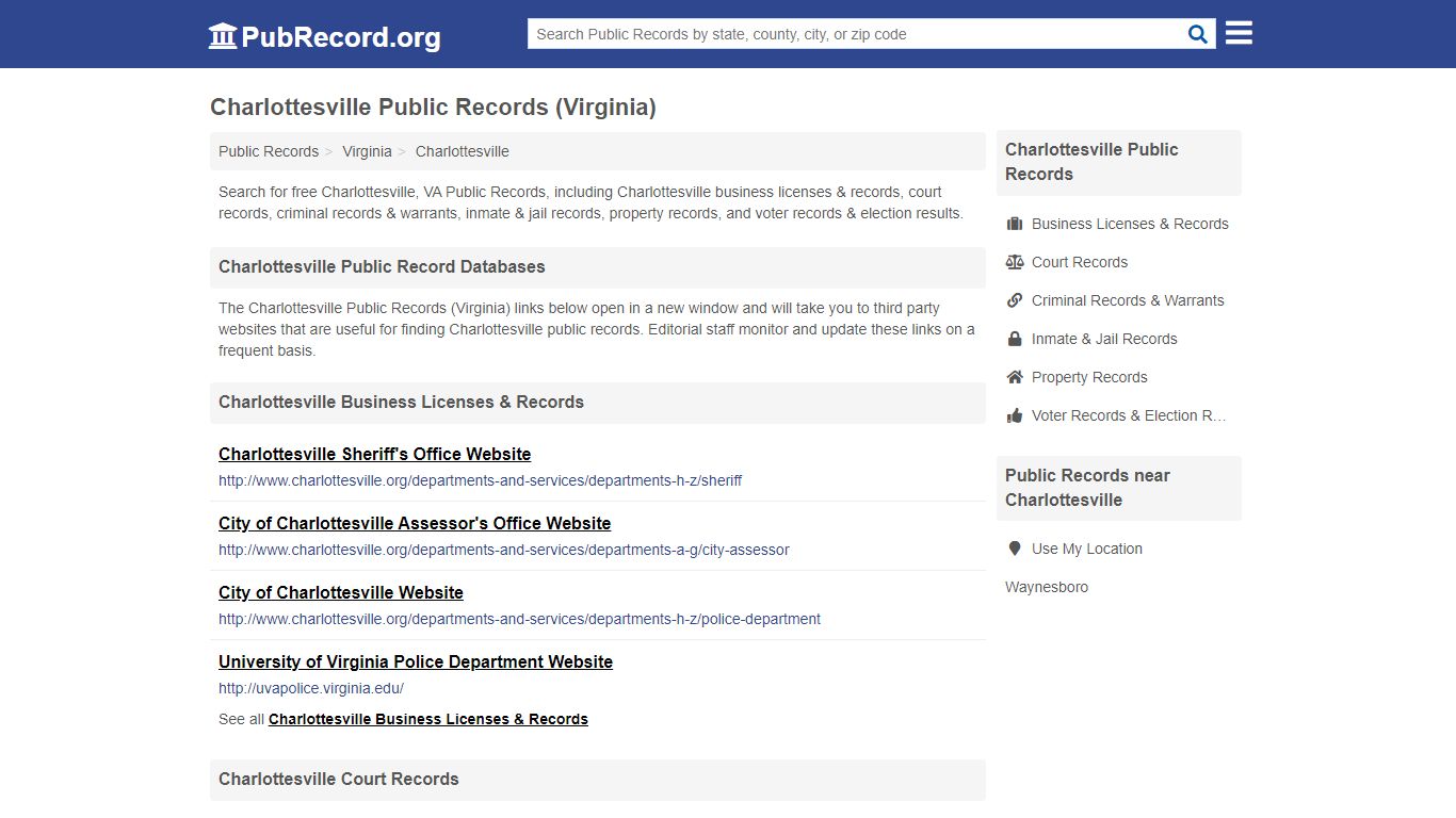 Free Charlottesville Public Records (Virginia Public Records)