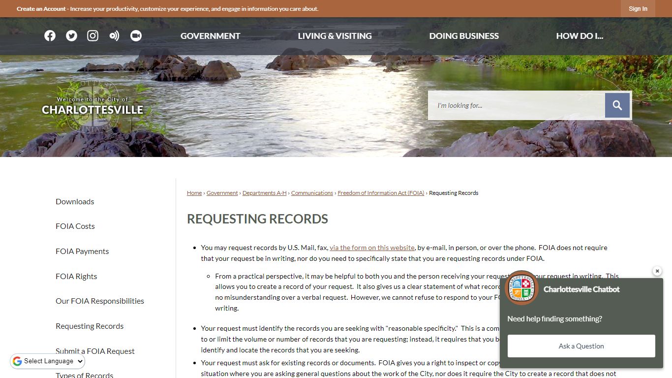 Requesting Records | Charlottesville, VA