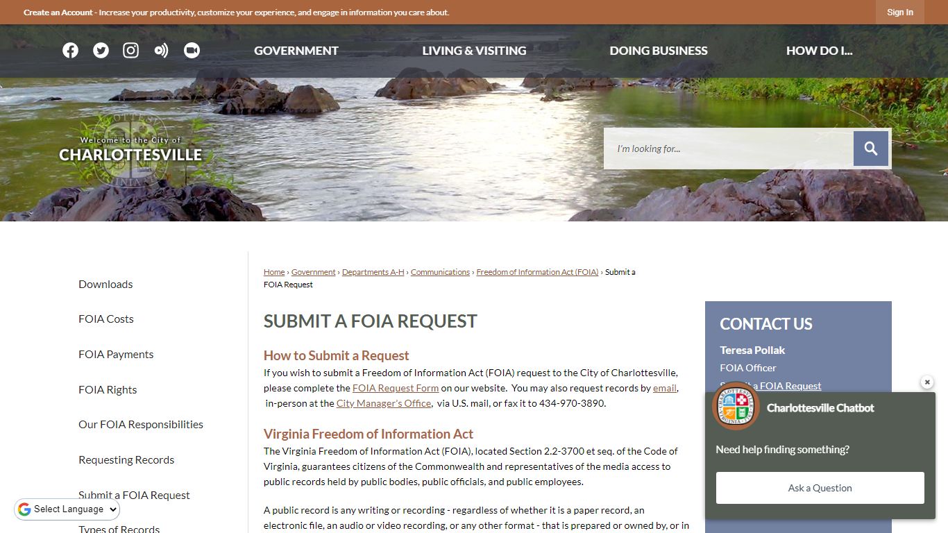 Submit a FOIA Request | Charlottesville, VA